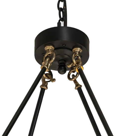Meyda Tiffany 233791 32 Light Chandelier, Solar Black And Brushed Brass