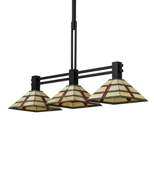 Meyda Tiffany 233797 Three Light Pendant, Black Metal