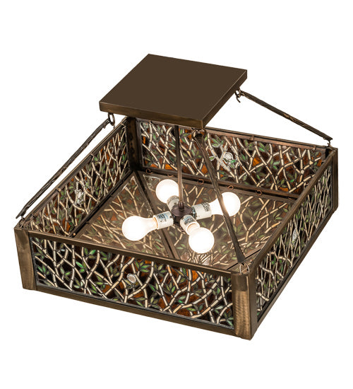Meyda Tiffany 235973 Four Light Semi-Flushmount, Antique Copper