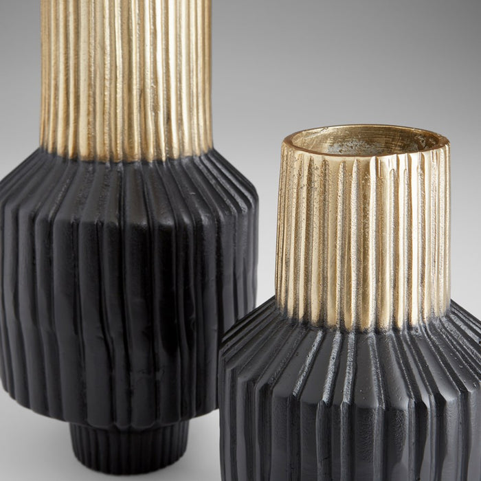 Cyan 10624 Vase, Matt Black And Gold