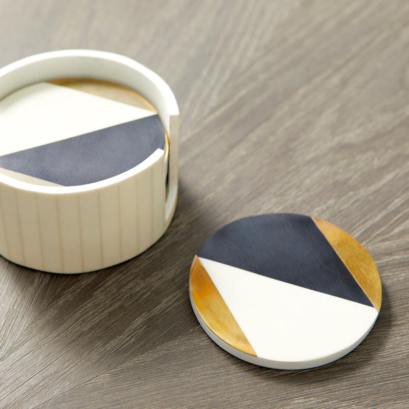 Cyan 10653 Coasters, Black - Gold - White