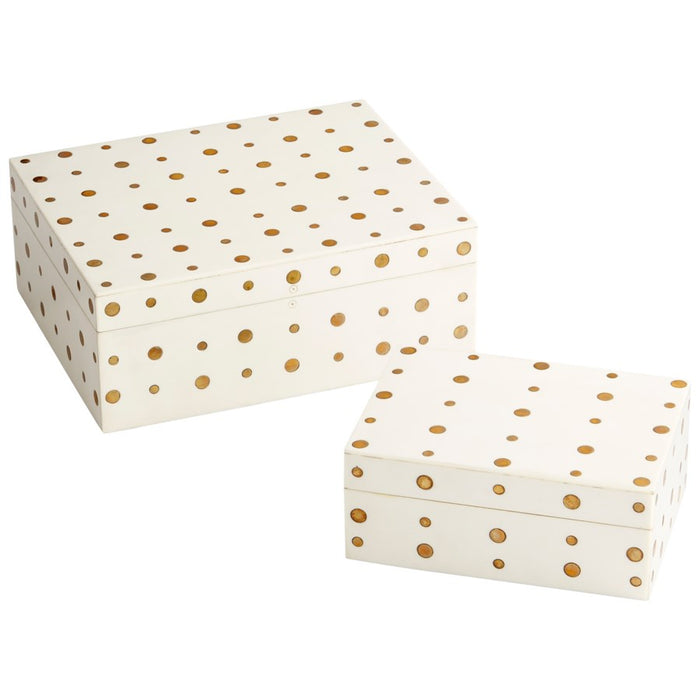 Cyan 10659 Container, White And Brass