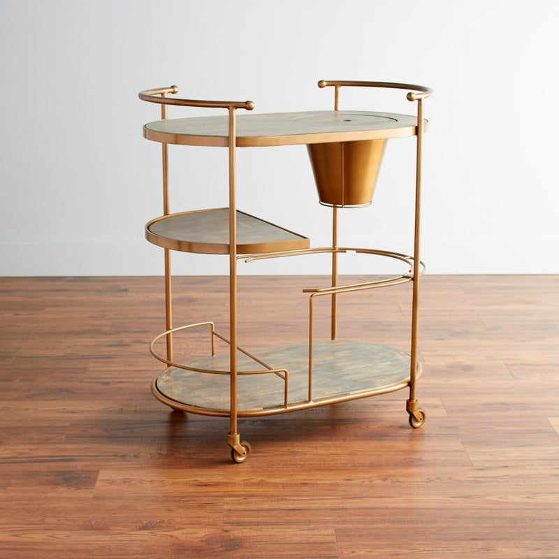 Cyan 10687 Bar Cart, Antique Brass
