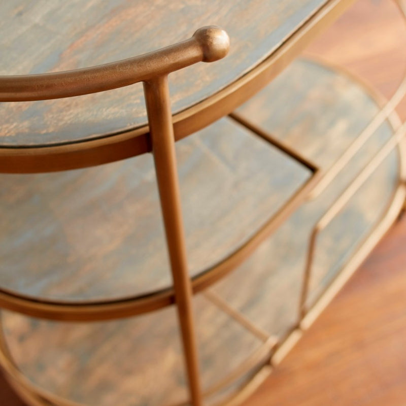 Cyan 10687 Bar Cart, Antique Brass