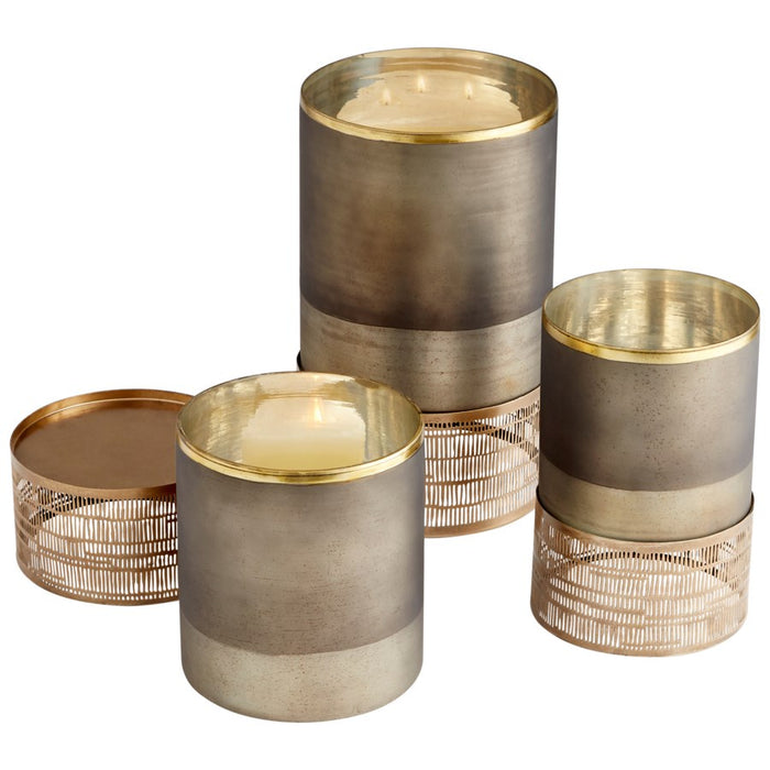 Cyan 10699 Candleholder, Black Onyx And Antique Brass