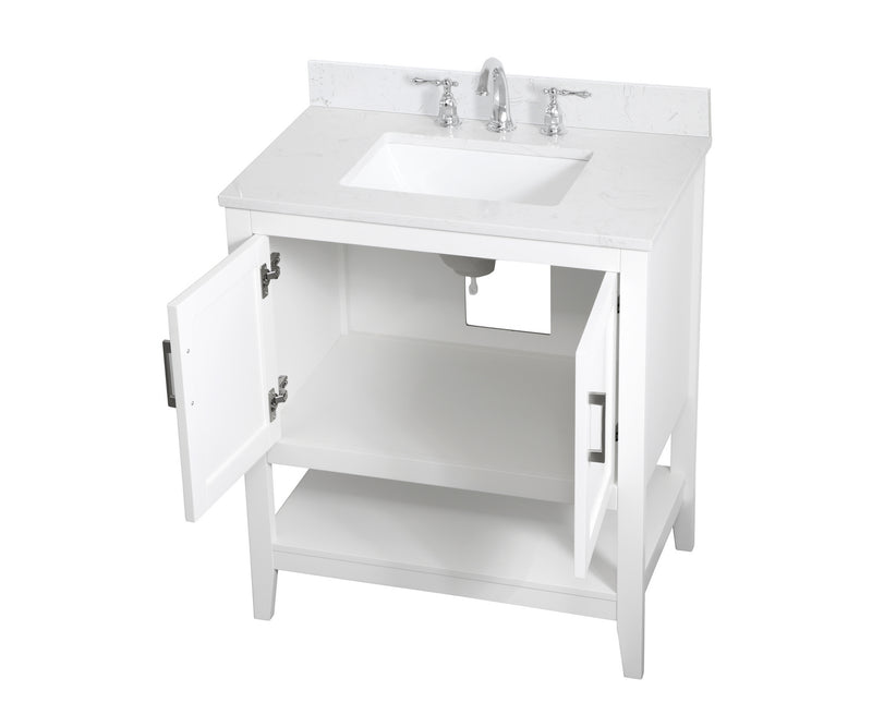 Elegant Lighting VF16030WH-BS Bathroom Vanity Set, White