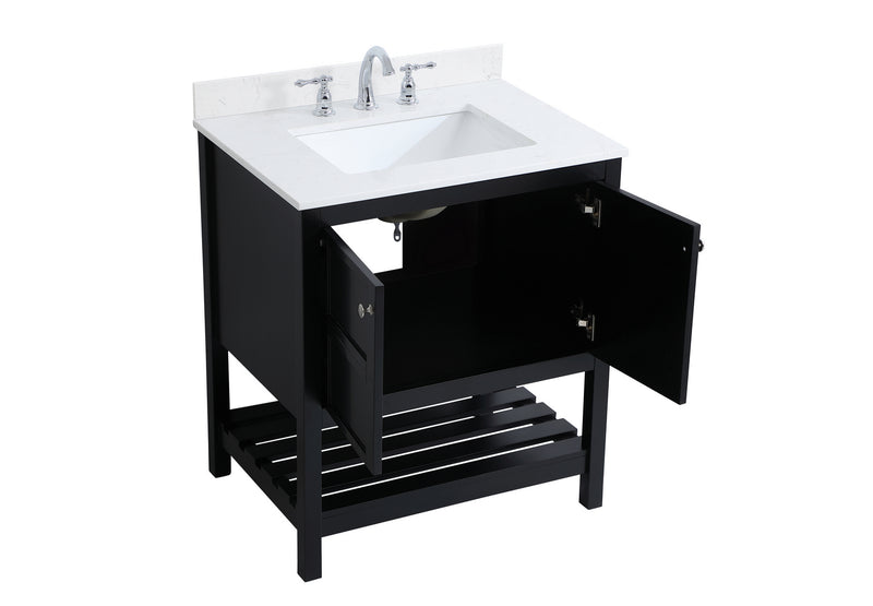Elegant Lighting VF16430BK-BS Bathroom Vanity Set, Black