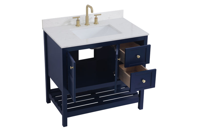 Elegant Lighting VF16436BL-BS Bathroom Vanity Set, Blue