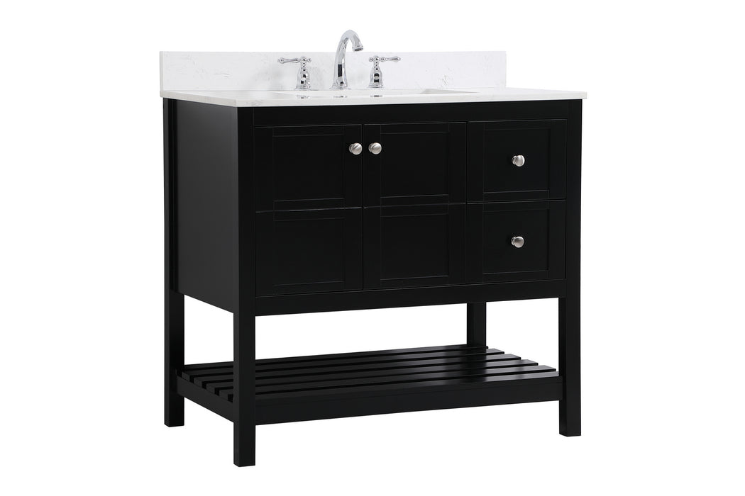 Elegant Lighting VF16436BK-BS Bathroom Vanity Set, Black