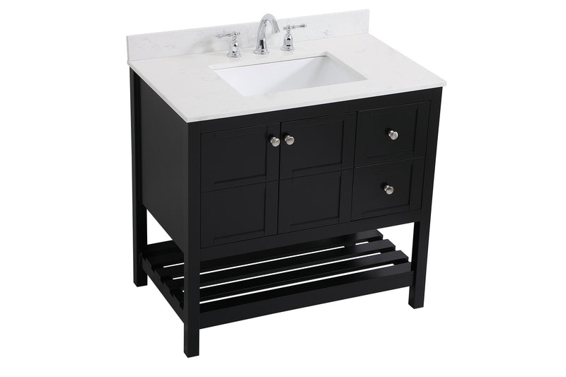 Elegant Lighting VF16436BK-BS Bathroom Vanity Set, Black