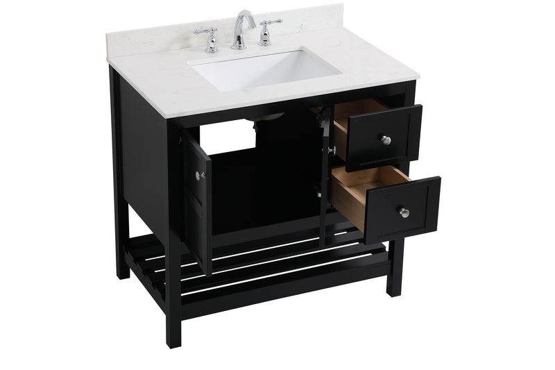 Elegant Lighting VF16436BK-BS Bathroom Vanity Set, Black