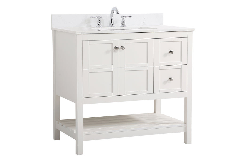 Elegant Lighting VF16436WH-BS Bathroom Vanity Set, White
