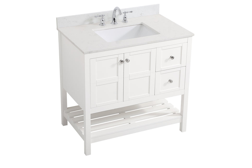 Elegant Lighting VF16436WH-BS Bathroom Vanity Set, White