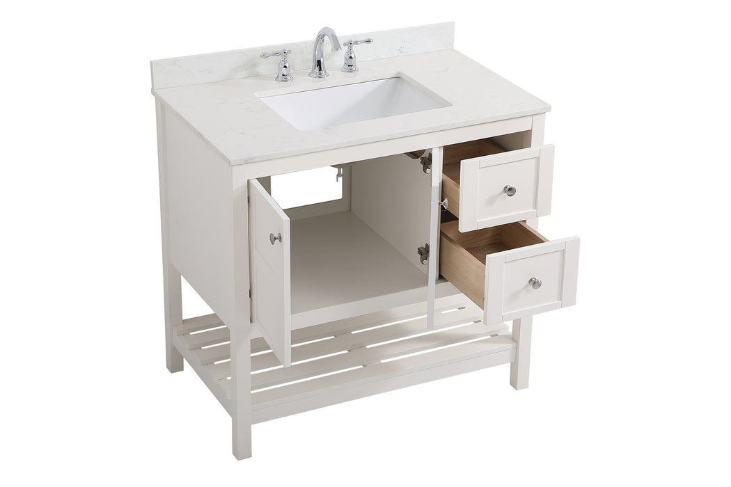 Elegant Lighting VF16436WH-BS Bathroom Vanity Set, White
