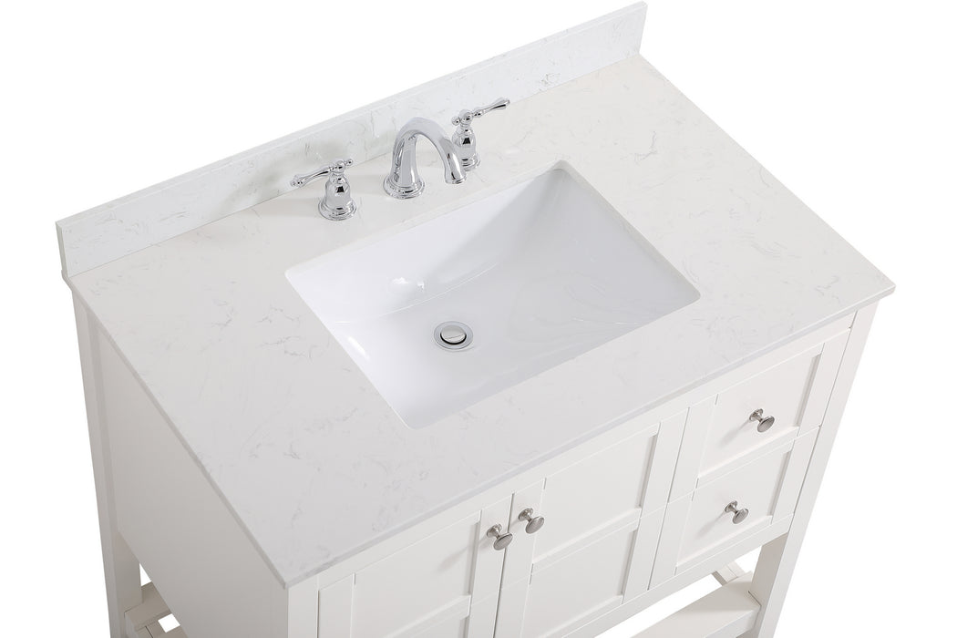 Elegant Lighting VF16436WH-BS Bathroom Vanity Set, White