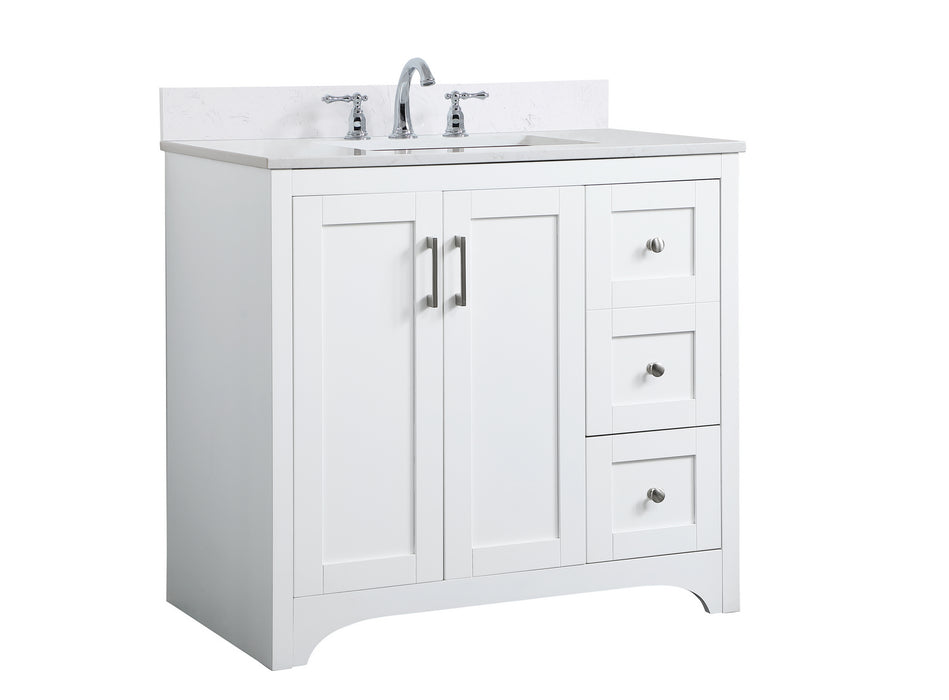 Elegant Lighting VF17036WH-BS Bathroom Vanity Set, White