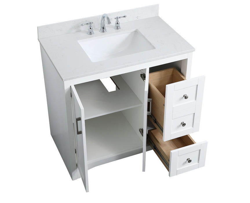 Elegant Lighting VF17036WH-BS Bathroom Vanity Set, White