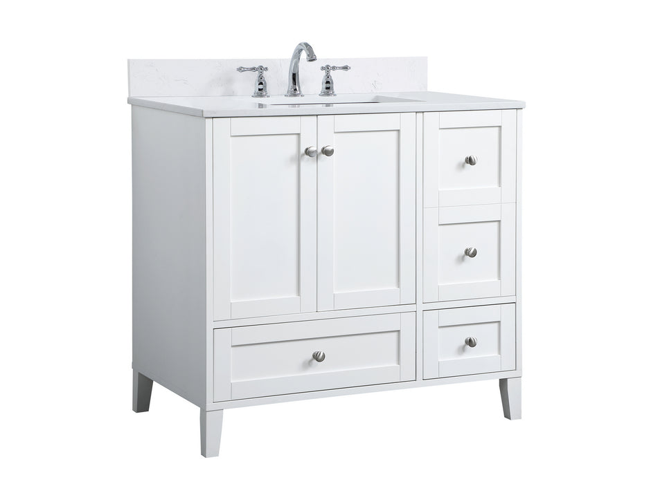 Elegant Lighting VF18036WH-BS Bathroom Vanity Set, White