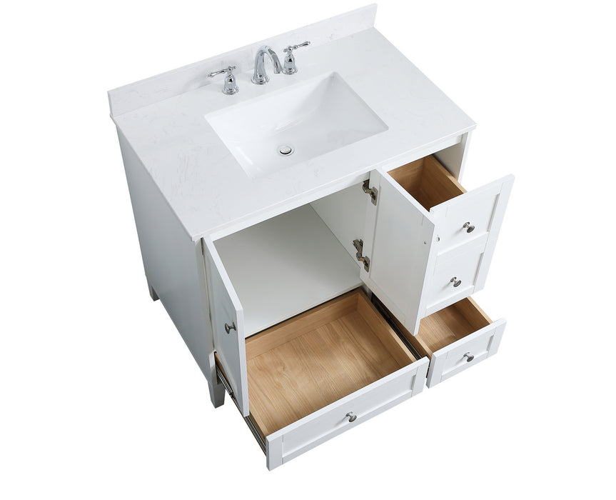 Elegant Lighting VF18036WH-BS Bathroom Vanity Set, White