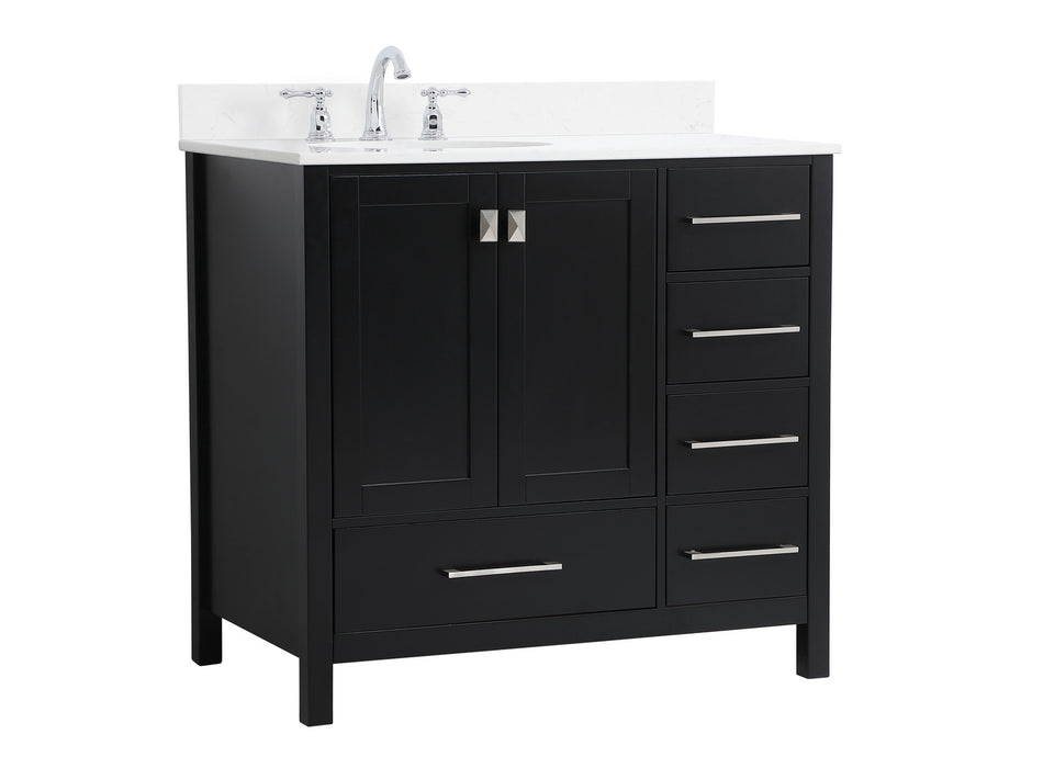 Elegant Lighting VF18836BK-BS Bathroom Vanity Set, Black