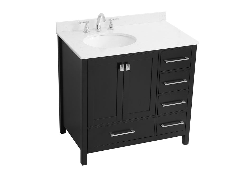Elegant Lighting VF18836BK-BS Bathroom Vanity Set, Black