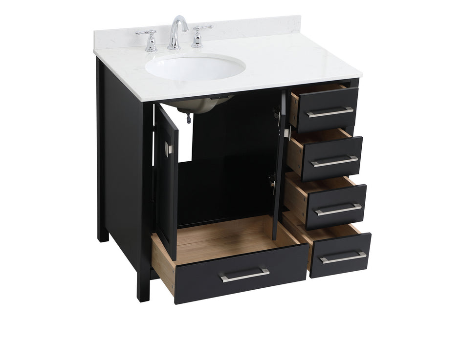 Elegant Lighting VF18836BK-BS Bathroom Vanity Set, Black