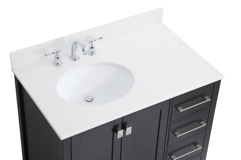 Elegant Lighting VF18836BK-BS Bathroom Vanity Set, Black