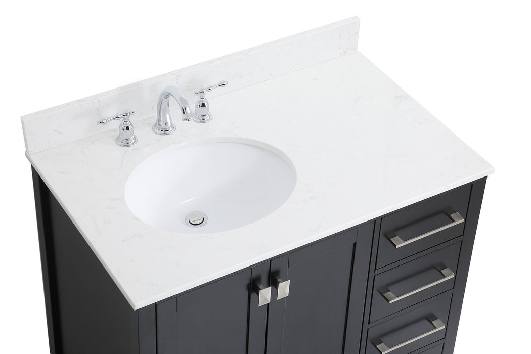 Elegant Lighting VF18836BK-BS Bathroom Vanity Set, Black