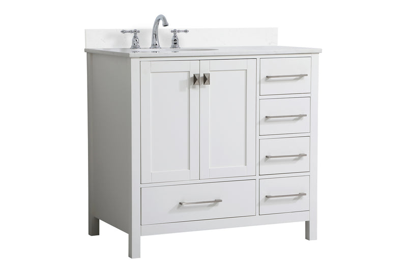 Elegant Lighting VF18836WH-BS Bathroom Vanity Set, White