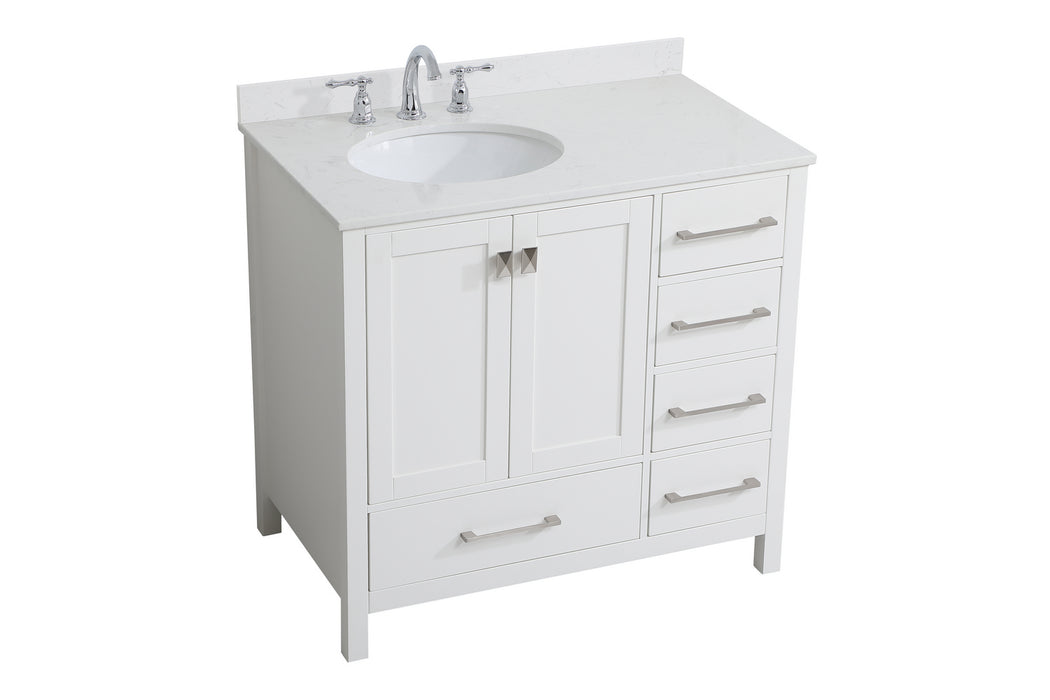 Elegant Lighting VF18836WH-BS Bathroom Vanity Set, White