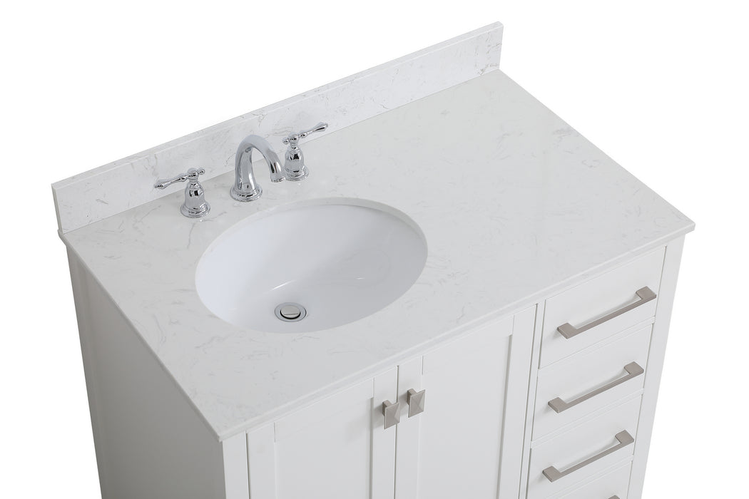 Elegant Lighting VF18836WH-BS Bathroom Vanity Set, White