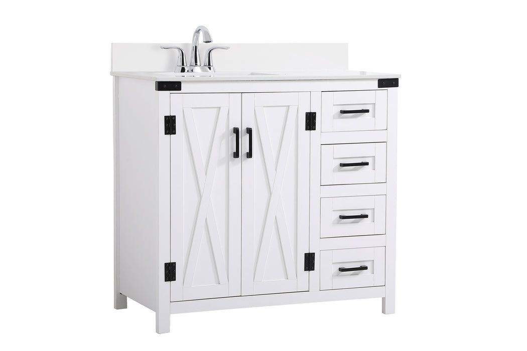 Elegant Lighting VF90236WH-BS Bathroom Vanity Set, White