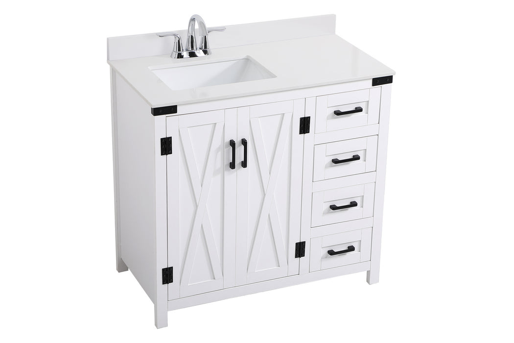 Elegant Lighting VF90236WH-BS Bathroom Vanity Set, White