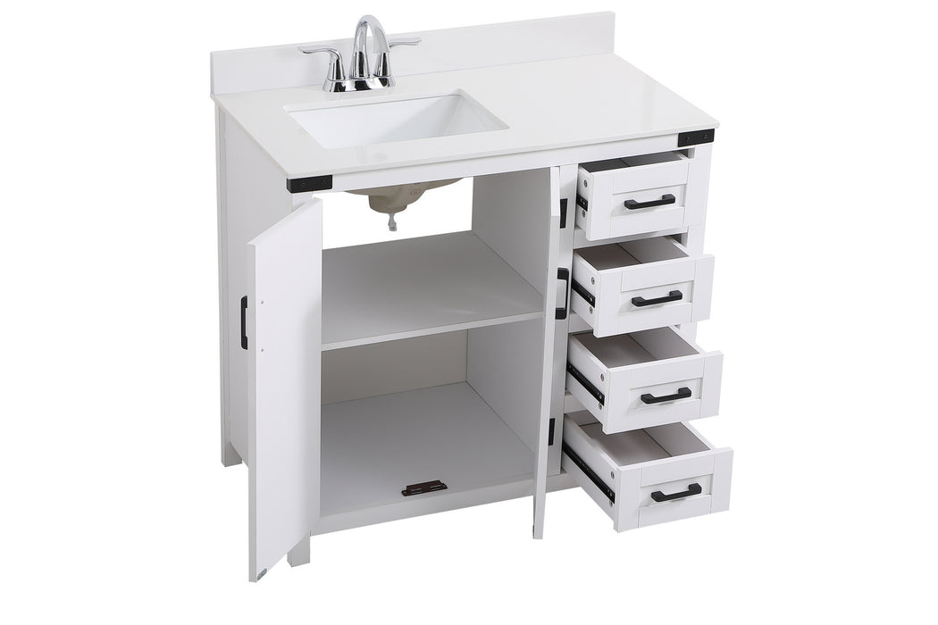 Elegant Lighting VF90236WH-BS Bathroom Vanity Set, White