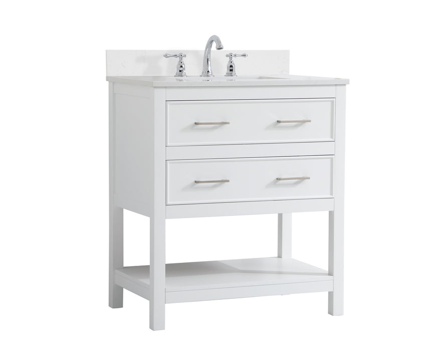 Elegant Lighting VF19030WH-BS Bathroom Vanity Set, White