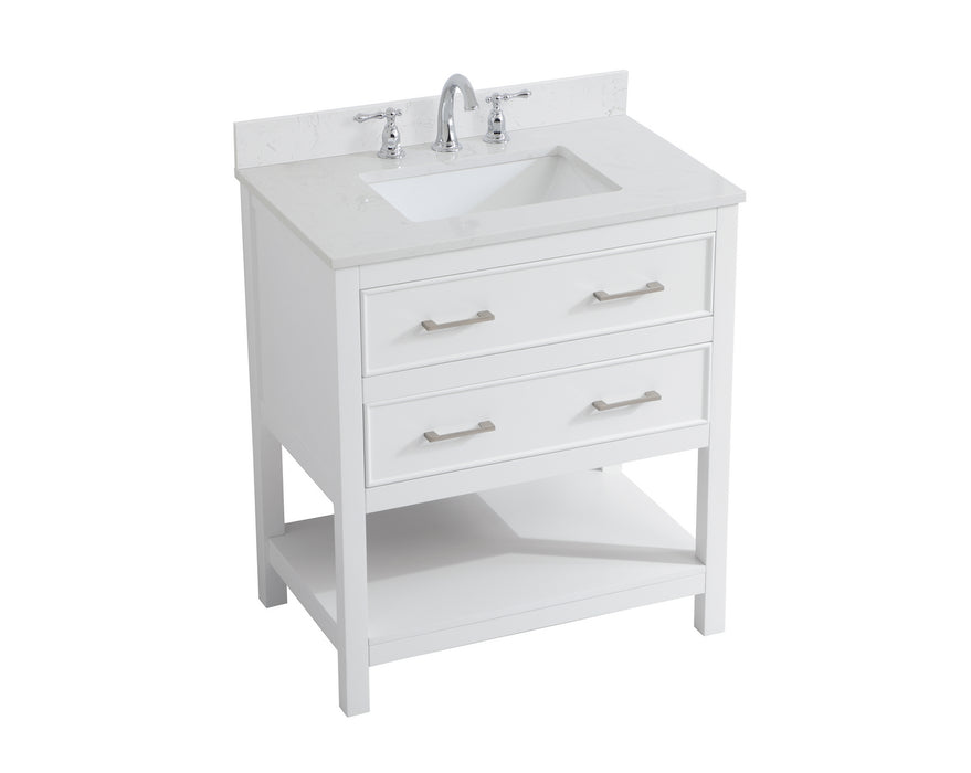 Elegant Lighting VF19030WH-BS Bathroom Vanity Set, White