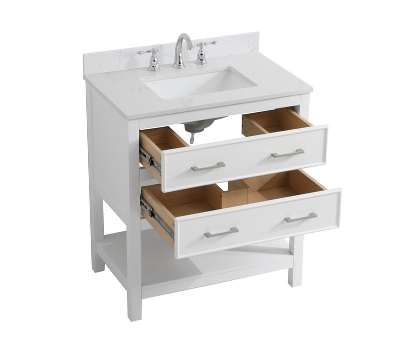Elegant Lighting VF19030WH-BS Bathroom Vanity Set, White