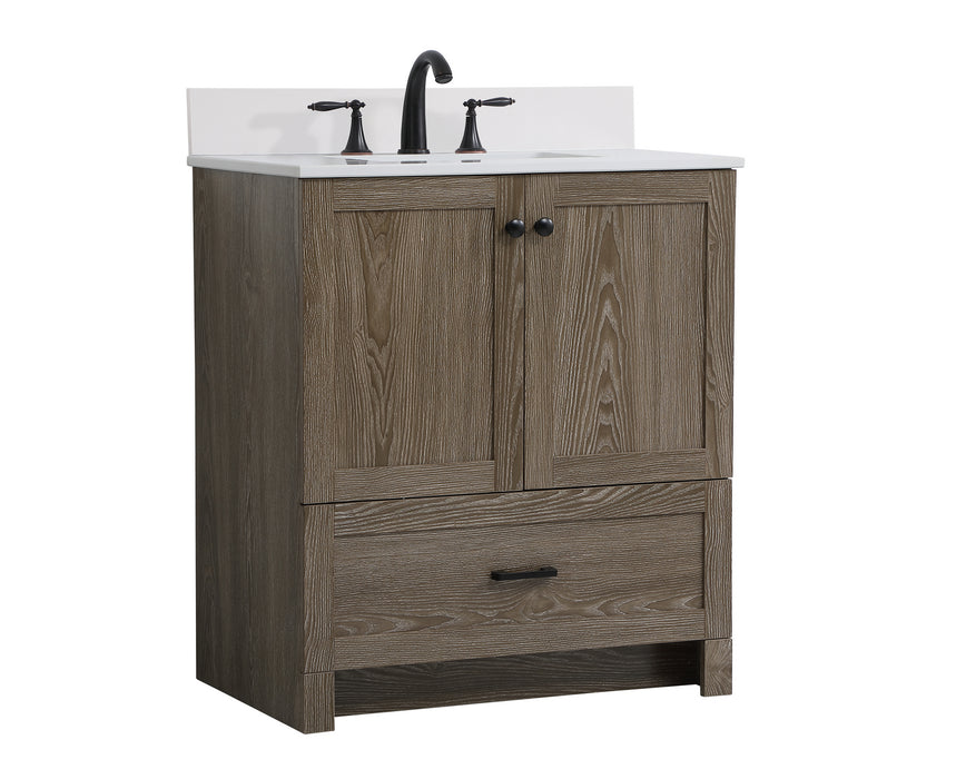 Elegant Lighting VF2830WO-BS Bathroom Vanity Set, Weathered Oak