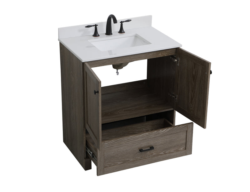 Elegant Lighting VF2830WO-BS Bathroom Vanity Set, Weathered Oak