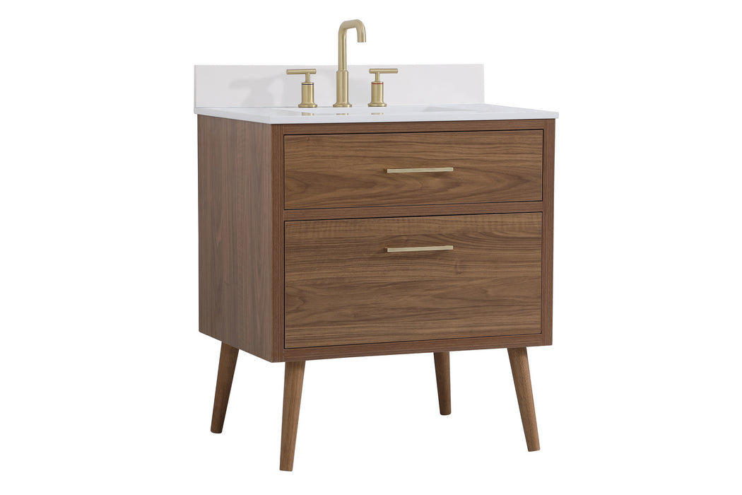Elegant Lighting VF41030WB-BS Bathroom Vanity Set, Walnut Brown