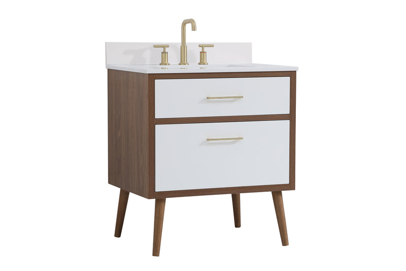 Elegant Lighting VF41030WH-BS Bathroom Vanity Set, White