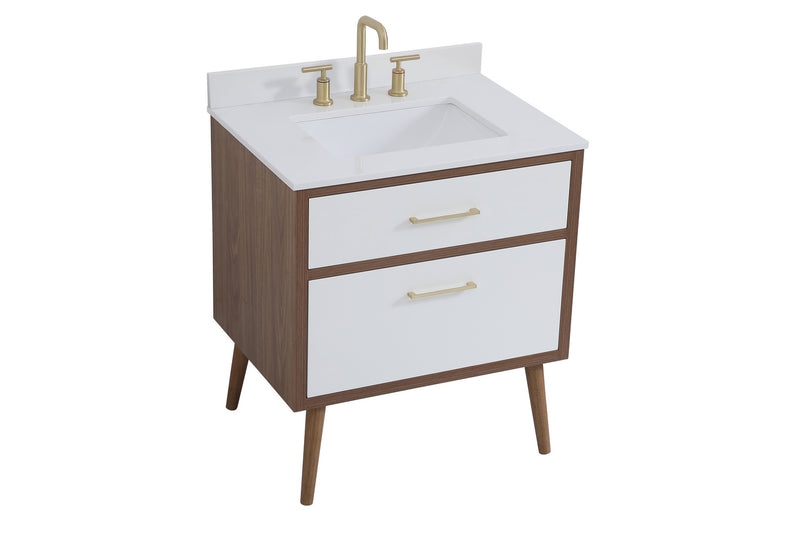 Elegant Lighting VF41030WH-BS Bathroom Vanity Set, White