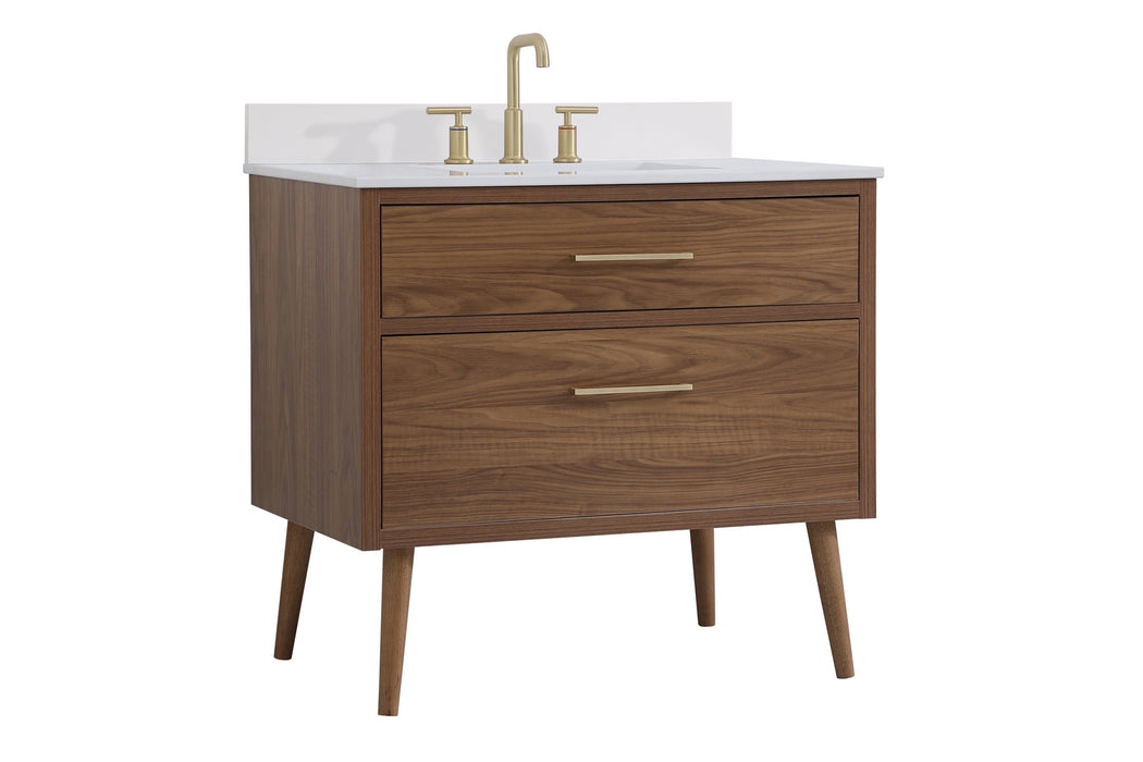 Elegant Lighting VF41036WB-BS Bathroom Vanity Set, Walnut Brown
