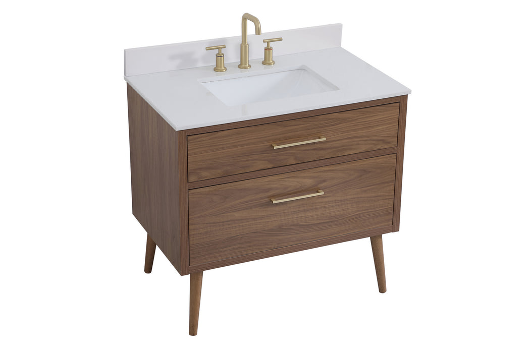 Elegant Lighting VF41036WB-BS Bathroom Vanity Set, Walnut Brown