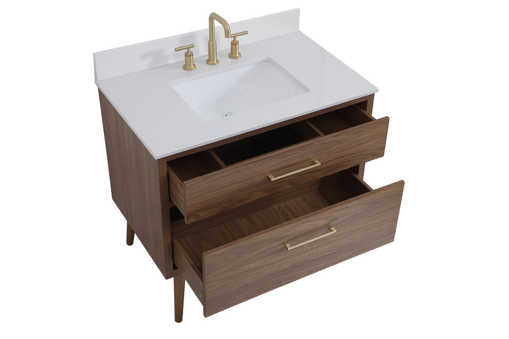 Elegant Lighting VF41036WB-BS Bathroom Vanity Set, Walnut Brown