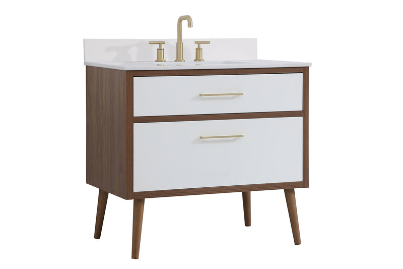 Elegant Lighting VF41036WH-BS Bathroom Vanity Set, White