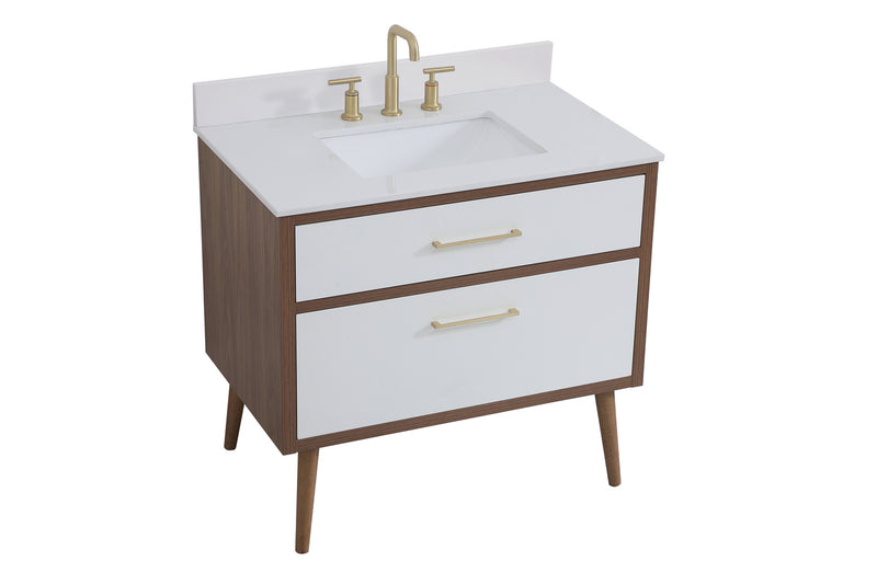 Elegant Lighting VF41036WH-BS Bathroom Vanity Set, White