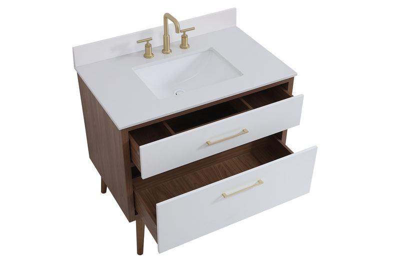 Elegant Lighting VF41036WH-BS Bathroom Vanity Set, White
