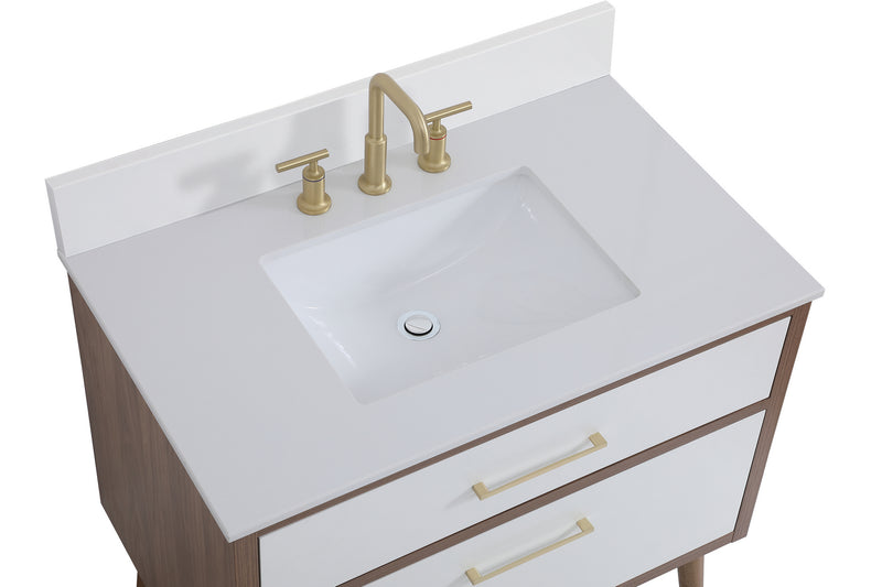 Elegant Lighting VF41036WH-BS Bathroom Vanity Set, White