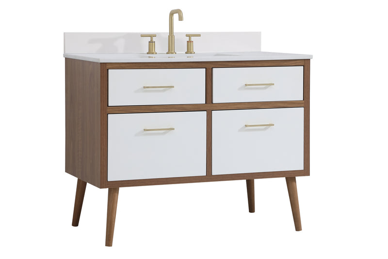 Elegant Lighting VF41042WH-BS Bathroom Vanity Set, White